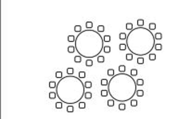 Forest of Arden near Birmingham banquet layout icon showing four round tables arranged for an event space