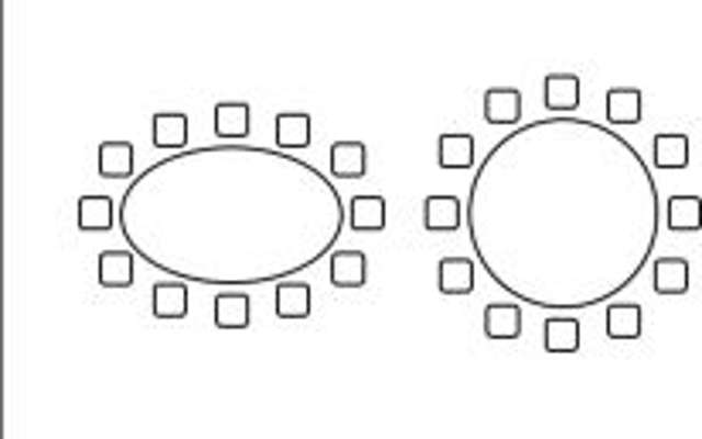 Forest of Arden near Birmingham event layout icon showing one oval and one round table for meeting setup